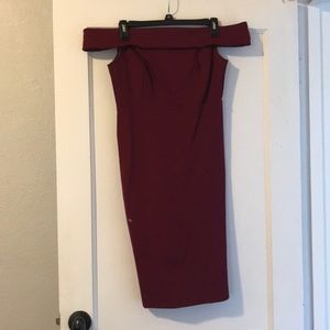 Adorable maroon midi off the shoulder dress- lulus